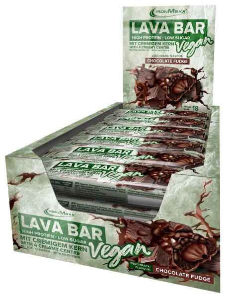 Ironmaxx Vegan Lava Bar 18x40g (Cocolate Fudge)