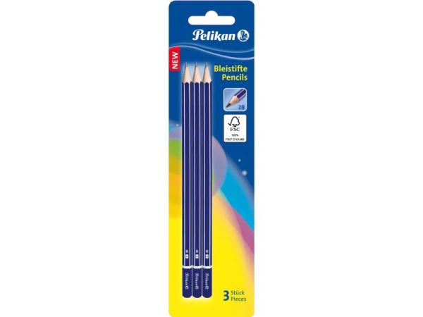 Pelikan 2B, Blau - 3 Bleistifte