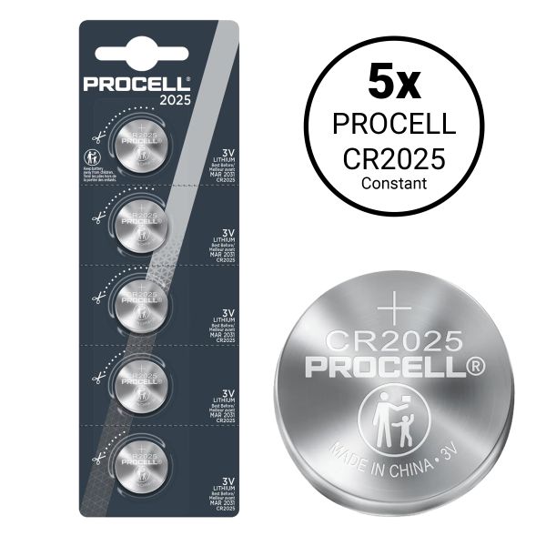 Procell CR2025 Constant - 5 Knopfzellen Industriebatterien (3 Volt Lithium)