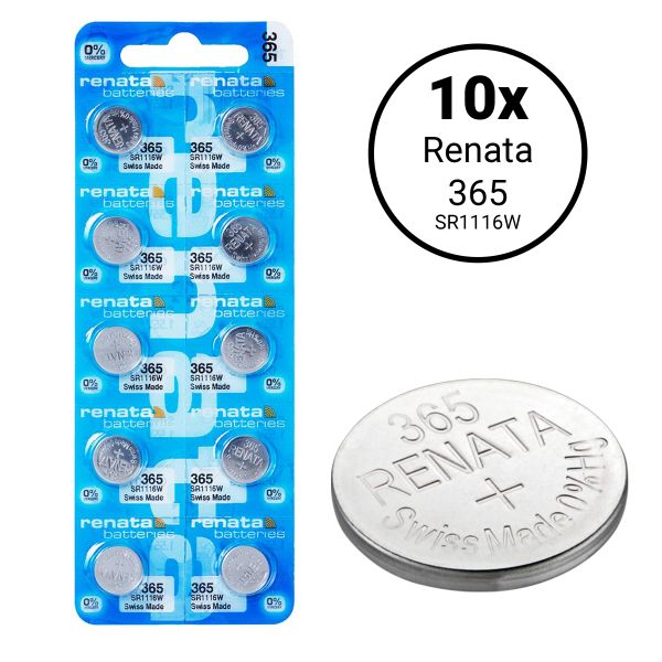 Renata 365 / SR1116W - 10 Knopfzellen Uhrenbatterien (Swiss Made)