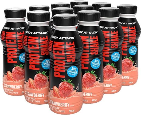 Body Attack High Protein Shake (12x500ml)