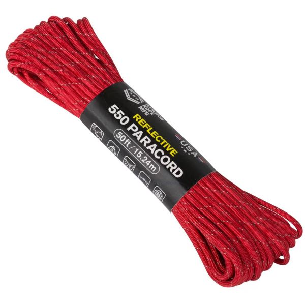 Atwood Rope MFG Paracord 550 (Reflective Red / Rot) - 15,24 m Outdoor-Schnur