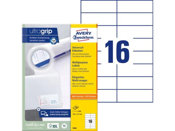 Avery Zweckform 3484, 105 x 37 mm - Universal-Etiketten