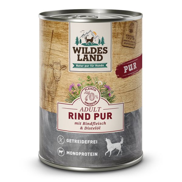 Wildes Land Rind Pur, Adult (6x400g) - Nassfutter