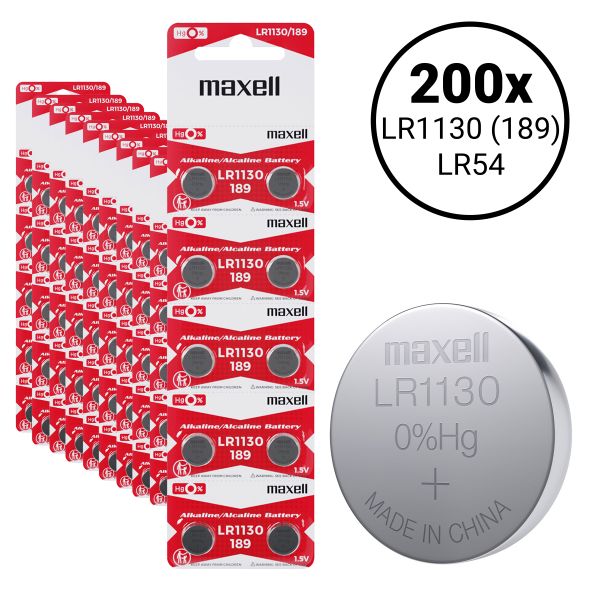 Maxell LR1130 189 (LR54) - 200 Knopfbatterien