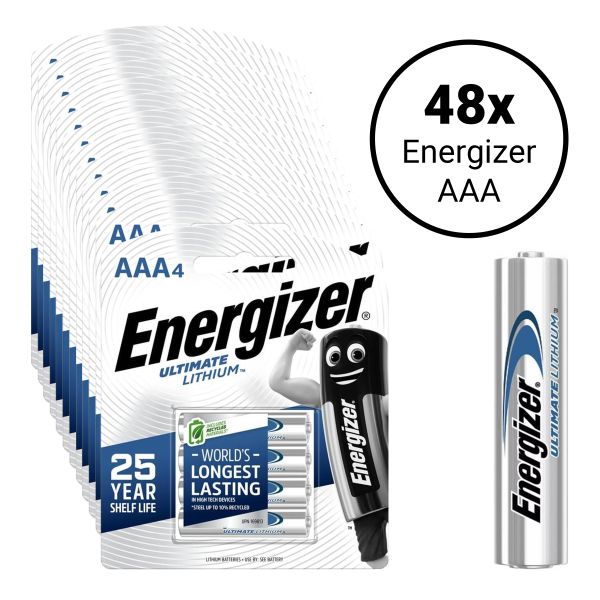 Energizer Ultimate Lithium AAA (FR03) - 48 Batterien Professional POS Blister