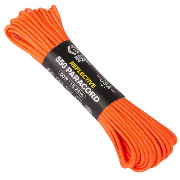 Atwood Rope MFG Paracord 550 (Reflective Neon-Orange) - 15,24 m Outdoor-Schnur