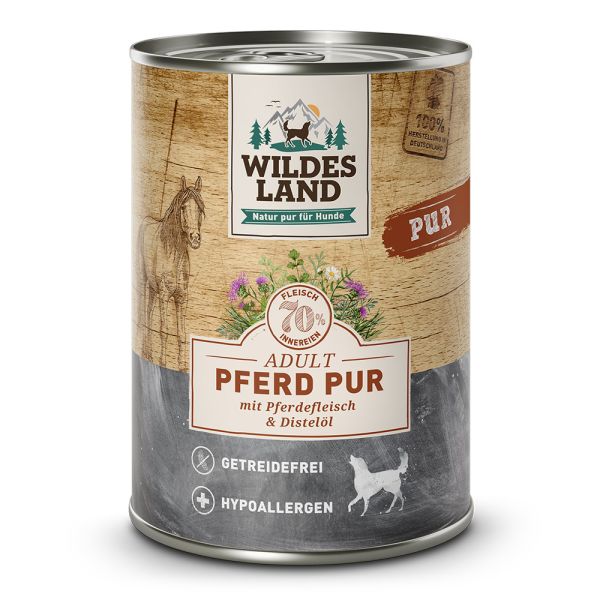 Wildes Land Pferd Pur, Adult (6x400g) - Nassfutter
