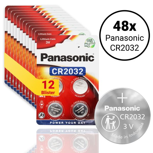 Panasonic CR2032 Lithium - 48 Knopfbatterien 3 Volt