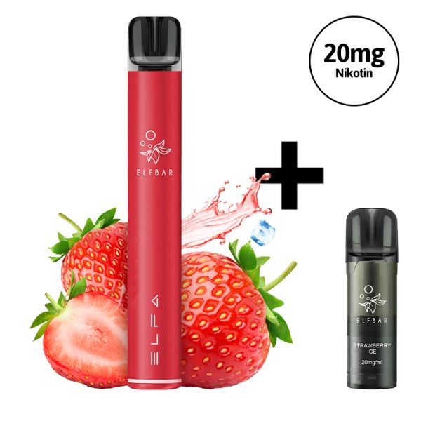 Elfbar ELFA Pro V2 Kit mit 1 Pod Strawberry ICE (20mg) - Red