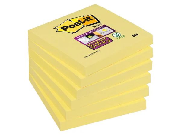 Post-it Notes 654-6SSCY, Gelb - Haftnotitzblock (6 Blöcke à 90 Blätter)