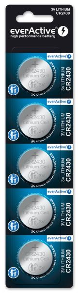 everActive CR2430 Lithium - 5 Knopfzellenbatterien (3 Volt, 300 mAh)