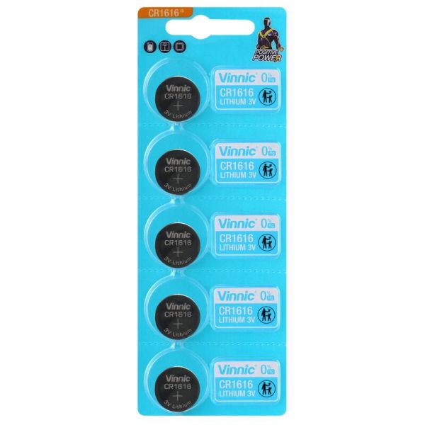 Vinnic CR1616 - 5 Knopfzellen (Lithium 3 Volt)