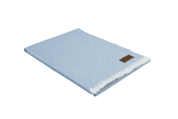 Eskimo «Pura» Plaid-Sommerdecke (130x180cm) mit Leinen - Blau