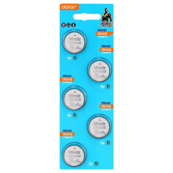 Vinnic CR2430 - 5 Knopfzellen (Lithium 3 Volt)