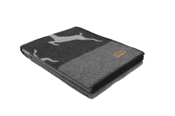 Eskimo Sedrun (Anthrazit/Grau) - Wolldecke im Hirsch-Design (140x180cm)