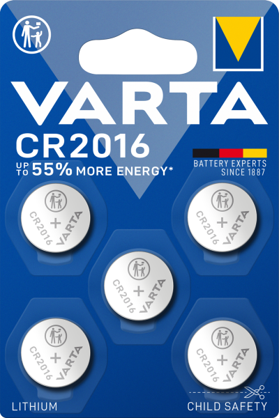 Varta CR2016, 3V - 5 Knopfzellen