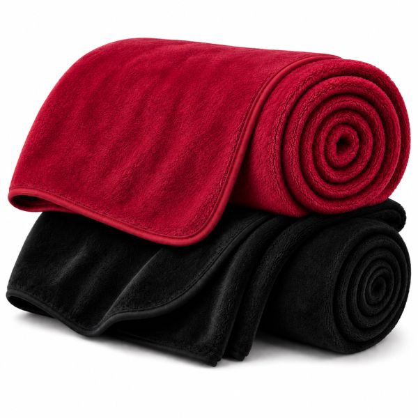 Eskimo Kuscheldecken-Set 'Cashmina Duo' - Schwarz & Rot (150x200cm)