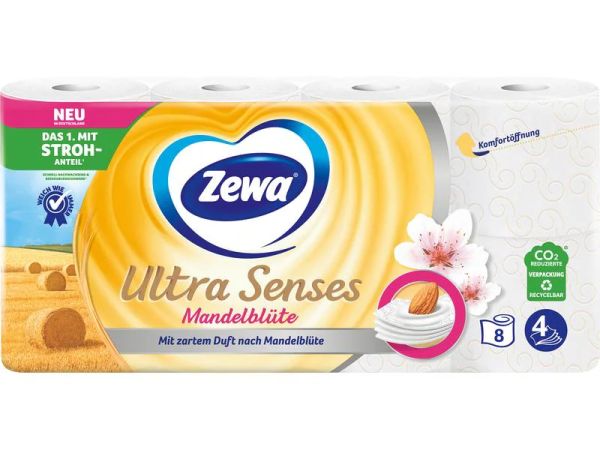 Zewa WC-Papier Ultra Senses Mandelmilch, 4-lagig - 8 Rollen in Weiss (Toilettenpapier)