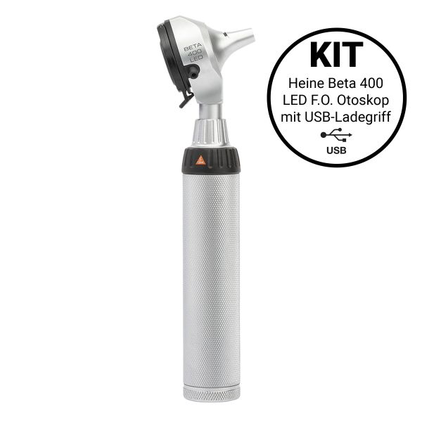 Heine Beta 400 LED F.O. Otoskop-Kit (B-010.28.388) - mit USB Ladegriff
