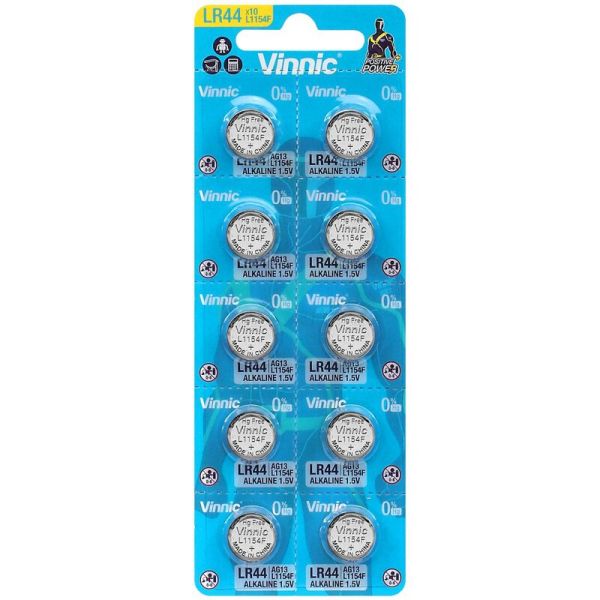 Vinnic LR44 (L1154F) - 10 Knopfzellen (1.5 Volt Alkaline)
