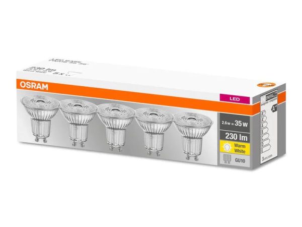 Osram Warm White GU10, Base PAR16, 35 W, 36 ° - LED Lampe - 5 Stück im Multipack
