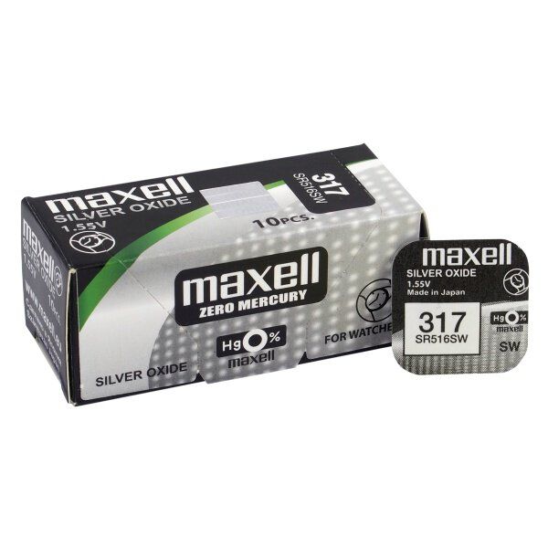 Maxell 317 / SR516SW - 10 Uhrenbatterien