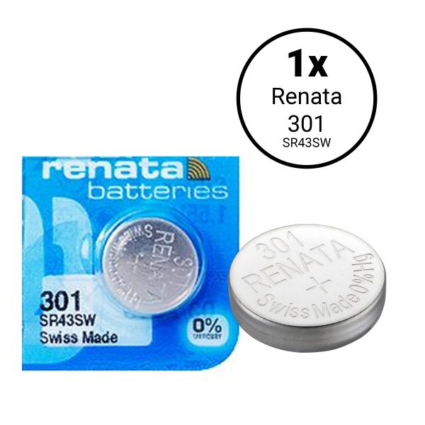 Renata 301 / SR43SW - Knopfzellen-Uhrenbatterie (Swiss Made).