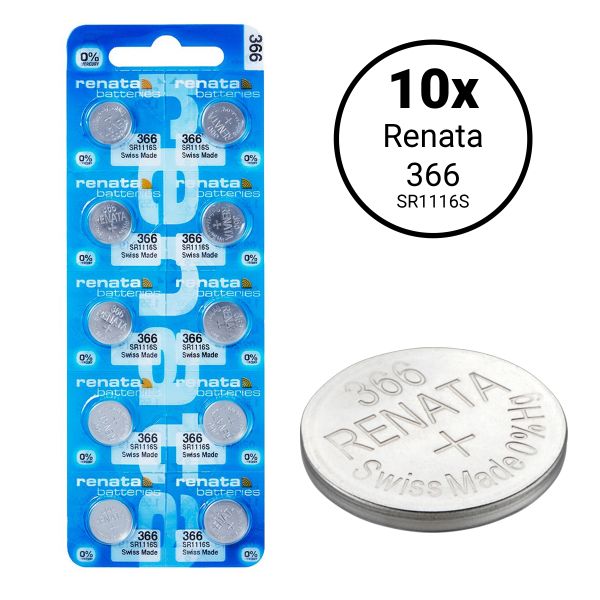 Renata 366 / SR1116S - 10 Knopfzellen Uhrenbatterien (Swiss Made)
