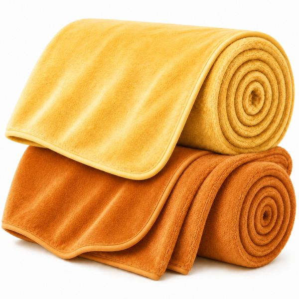 Eskimo Kuscheldecken-Set 'Cashmina Duo' - Terracotta & Gelb (150x200cm)