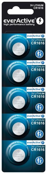 everActive CR1616 Lithium - 5 Knopfzellenbatterien (3 Volt, 50 mAh)