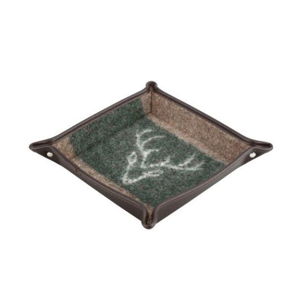 Eskimo Taschenentleerer mit Hirsch-Design aus Schurwolle (18x18cm) - Braun