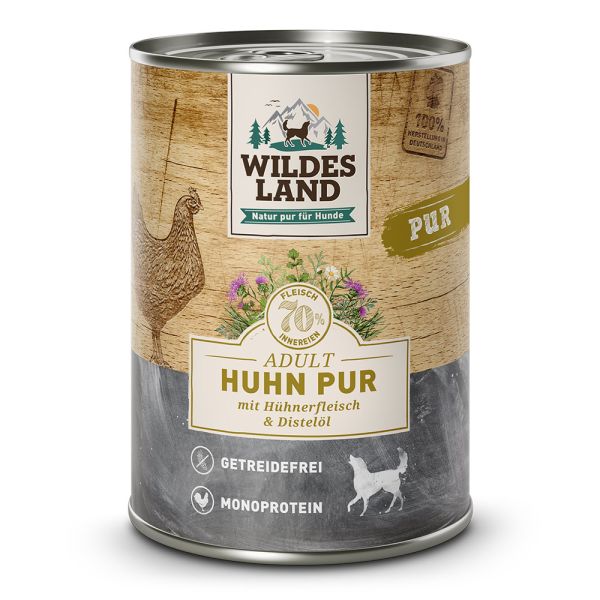 Wildes Land Huhn Pur, Adult (6x400g) - Nassfutter