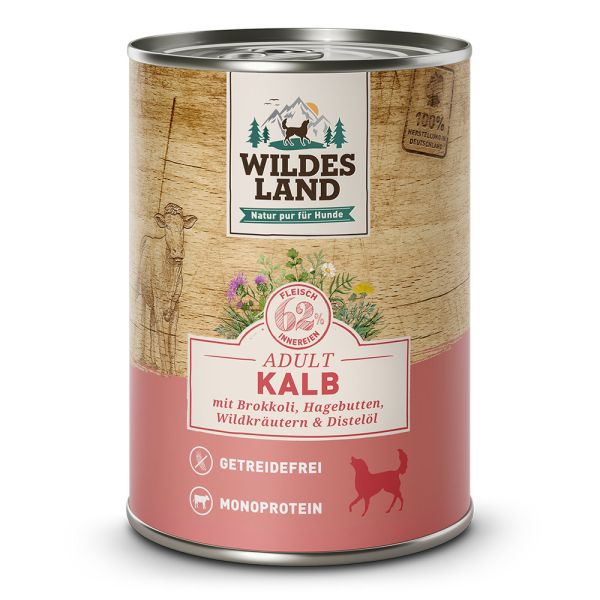 Wildes Land Kalb, Adult (6x400g) - Nassfutter