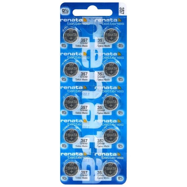 Renata 357 / SR44W - 10 Knopfzellen Batterien (Swiss Made).