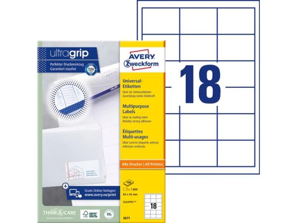 Avery Zweckform 3671, 64 x 45 mm - Universal-Etiketten