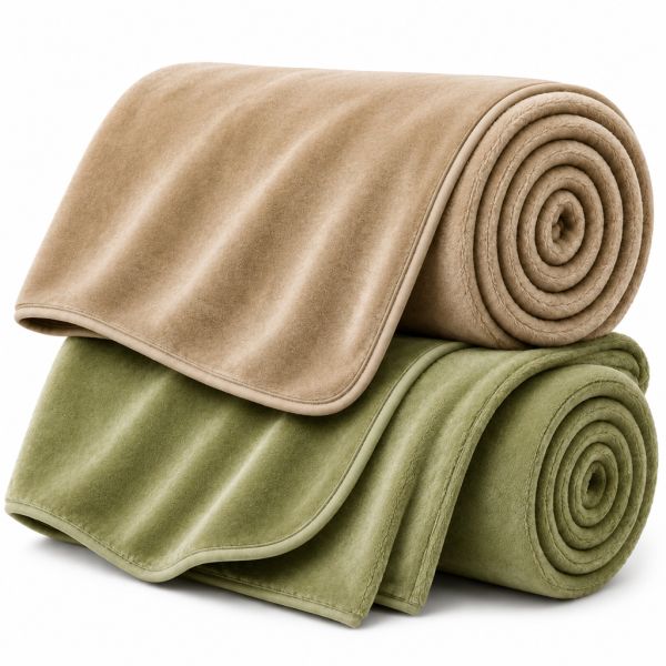 Eskimo Kuscheldecken-Set 'Cashmina Duo' - Olive & Nougat (150x200cm)