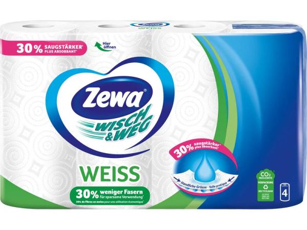 Zewa Haushaltstücher Wisch & Weg, 4 Rollen in Weiss (Haushaltspapier)