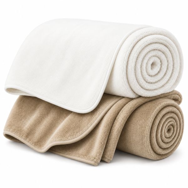 Eskimo Kuscheldecken-Set 'Cashmina Duo' - Nougat & Weiss (150x200cm)