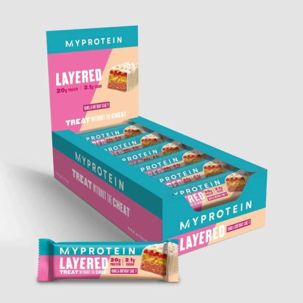Myprotein Retail Layered Bar 12x60g (Vanilla Birthday Cake)