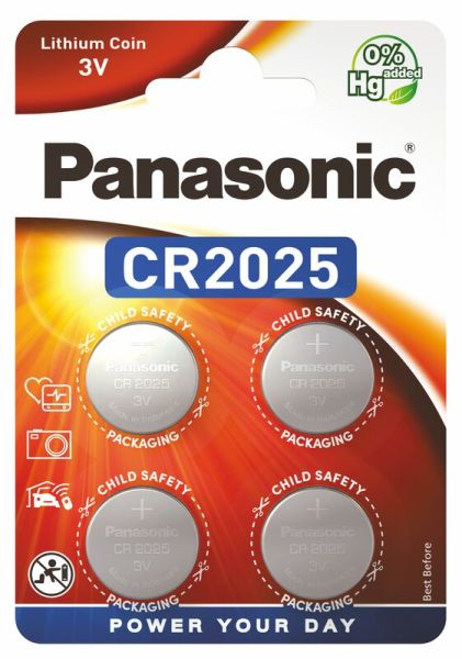 Panasonic CR2025 - 4 Knopfzellen-Batterien