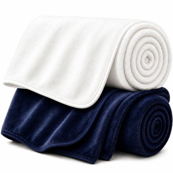 Eskimo Kuscheldecken-Set 'Cashmina Duo' - Marine & Weiss (150x200cm)