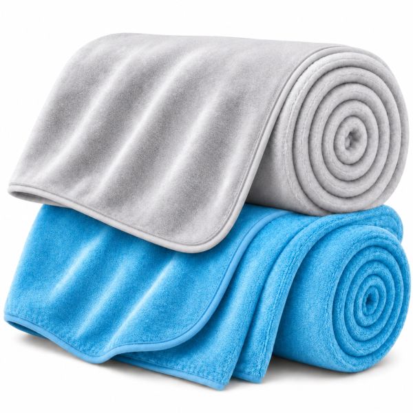 Eskimo Kuscheldecken-Set 'Cashmina Duo' - Türkis & Silber (150x200cm)