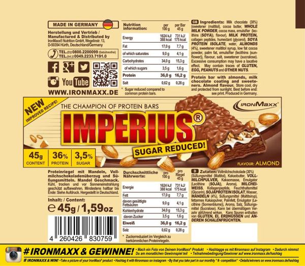 Ironmaxx Imperius 24x45g (Almond)
