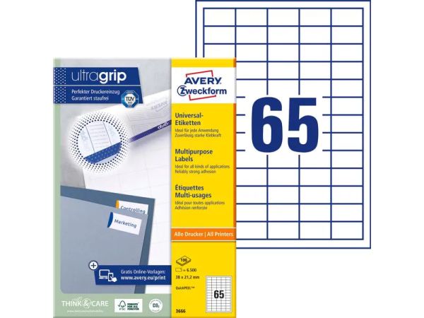 Avery Zweckform 3666, 38 x 21.2 mm - Universal-Etiketten