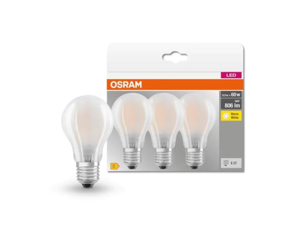 Osram Base Classic A 60 W (Retro) - 3 LED Lampen
