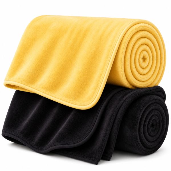 Eskimo Kuscheldecken-Set 'Cashmina Duo' - Schwarz & Gelb (150x200cm)