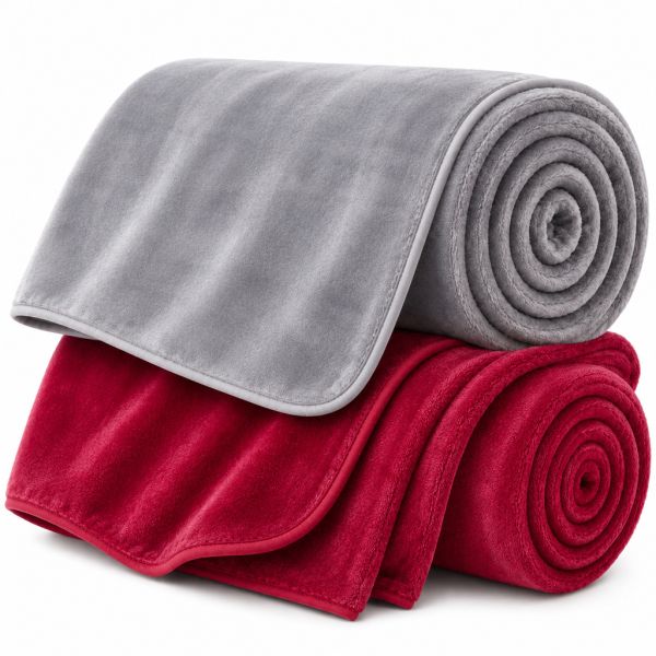 Eskimo Kuscheldecken-Set 'Cashmina Duo' - Rot & Silber (150x200cm)