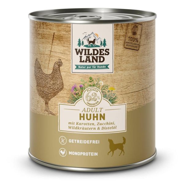 Wildes Land Huhn, Adult (6x800g) - Nassfutter