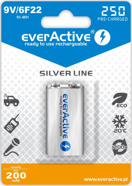 everActive 9V, 250 mAh (Ni-MH) - Akku